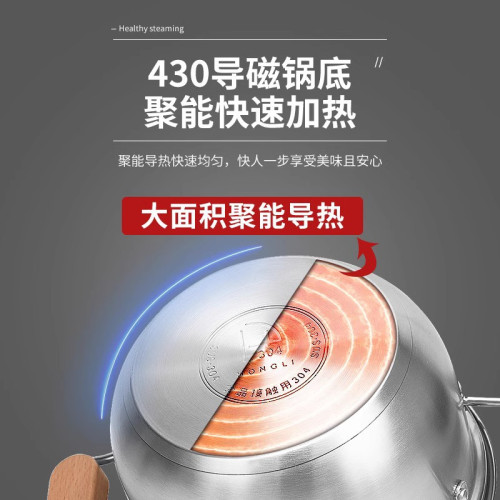 304不鏽鋼日式湯鍋家用雙耳奶鍋煲粥燜煮燉泡麵鍋電磁爐瓦斯通用