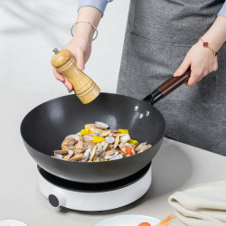 徳鉑鐵鍋炒鍋家用無塗層炒菜鍋輔食精鐵鍋32CM平底炒鍋不沾鍋