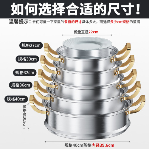 蒸鍋304不鏽鋼加厚蒸籠多層家用蒸屜大容量燉煮電磁爐煤氣瓦斯爐