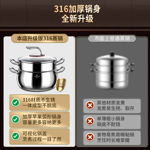 湯鍋316不鏽鋼家用食品級湯鍋加厚蒸鍋煮鍋一體電磁爐雙耳燉肉鍋