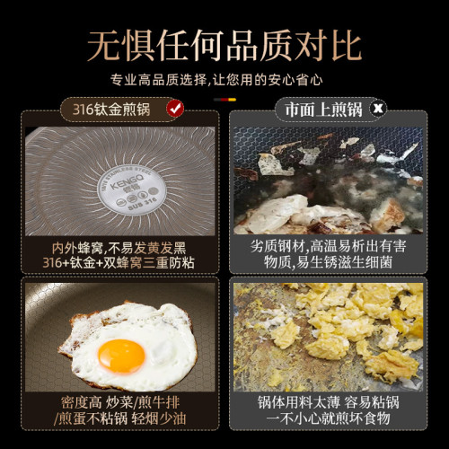 316L不鏽鋼煎鍋平底鍋不沾鍋家用深煎餅煎蛋小號電磁爐專用炒菜鍋