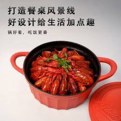 禮品鑄鐵琺瑯鍋雙耳搪瓷大容量不沾湯鍋無塗層微壓燜燉琺