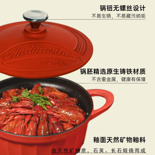 禮品鑄鐵琺瑯鍋雙耳搪瓷大容量不沾湯鍋無塗層微壓燜燉琺