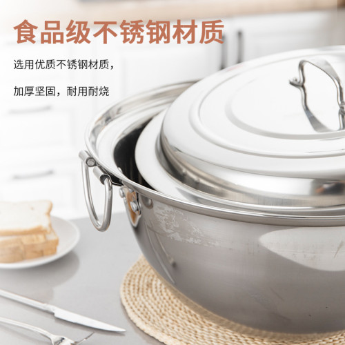 不鏽鋼鍋大鍋凹面電磁爐專用湯鍋商用行軍鍋特大號雙耳深鍋柴火灶