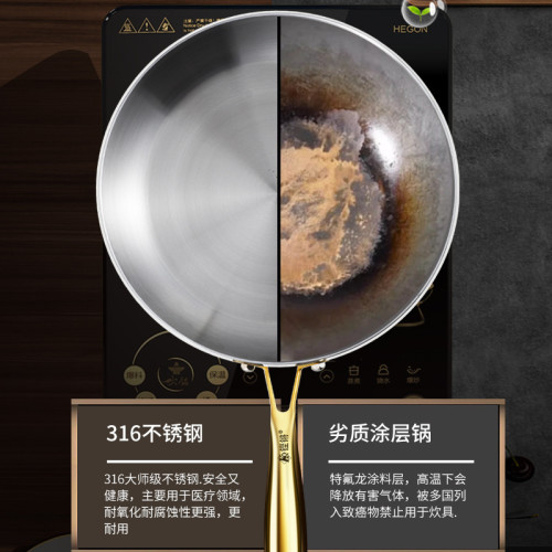 316不鏽鋼平底鍋煎鍋家用無塗層瓦斯電磁爐通用不沾鍋牛排煎鍋小