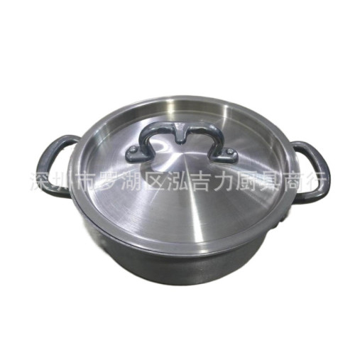 鋁湯桶圓形湯煲雙耳水桶米桶多用桶配蓋複合底適用電磁爐28cm