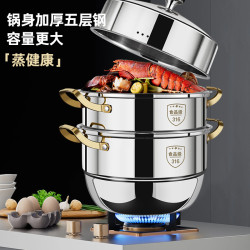 鏗鏘316不鏽鋼蒸鍋多層加厚蒸屜籠鍋家用籠饅頭電磁爐瓦斯爐專用