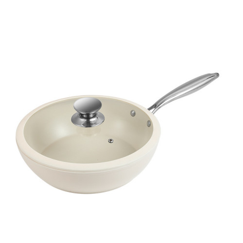 鵝卵石不沾麥飯石平底鍋煎鍋納米炒菜鍋家用不沾電磁爐小白炒鍋