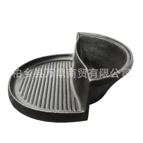 加厚鑄鐵鍋韓式烤涮一體鍋生鐵湯鍋翻牆火鍋兩用燒烤盤高低鍋