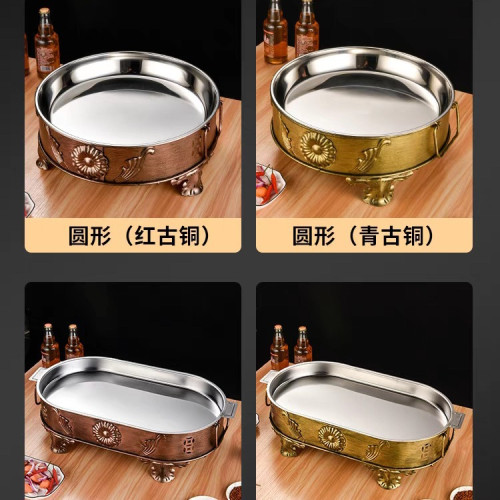 海鮮大咖盤商用長方形海鮮鍋圓型麻辣小龍蝦拼盤餐廳創意龍蝦大咖