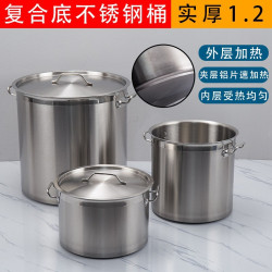 食品級加厚不鏽鋼湯鍋帶蓋廚房商用複合底湯桶家用電磁爐瓦斯湯鍋