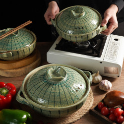 三分燒陶瓷砂鍋煲家用手繪耐高溫燉湯鍋瓦斯明火煲仔飯專用煮粥鍋