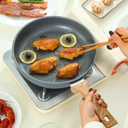 家用平底鍋牛排煎鍋多功能烙餅麥飯石紋不沾鍋電磁爐瓦斯爐通用