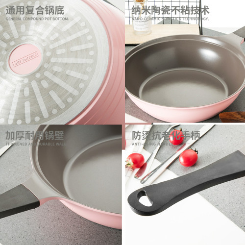 Neoflam深口不沾煎炒鍋28cm家用炒菜鍋少油煙不沾鍋通用灶具