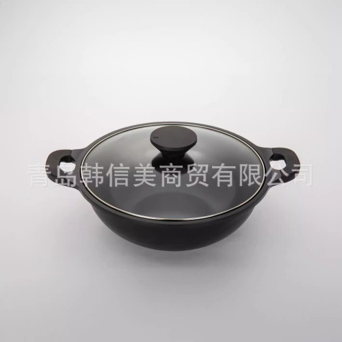韓國進口陶瓷雙耳炒鍋大容量不沾燉湯鍋家用炒燉一體電磁爐