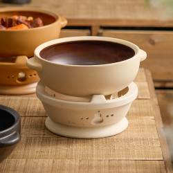雙耳陶瓷砂鍋耐高溫瓦斯爐明火加熱餐具煲湯鍋乾鍋小火鍋爐子