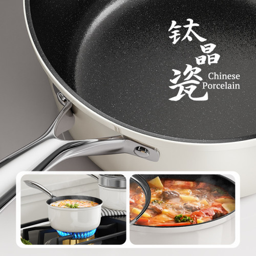 無塗層陶瓷小奶鍋寶寶專用輔食鍋嬰兒煎煮不沾蒸鍋湯鍋煮泡麵牛奶