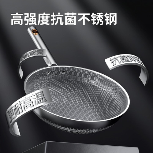 304不鏽鋼炒鍋蜂窩不沾鍋家用炒菜鍋電磁爐瓦斯爐平底鍋