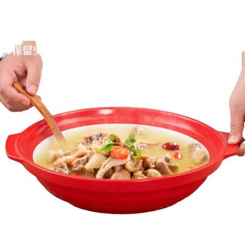 大容量雙色紅白乾燒飯店專用砂鍋煲商用乾鍋淺鍋酒店魚頭沙鍋燉鍋
