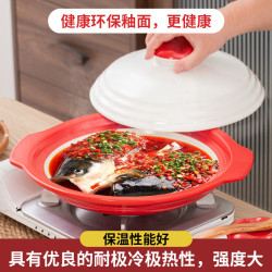 飯店專用雙色陶瓷特淺鍋乾燒鍋大口徑商用砂鍋明火耐高溫淺口乾鍋