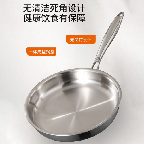 無塗層316不鏽鋼平底鍋家用不沾鍋食品級加厚電磁爐專用炒菜煎鍋