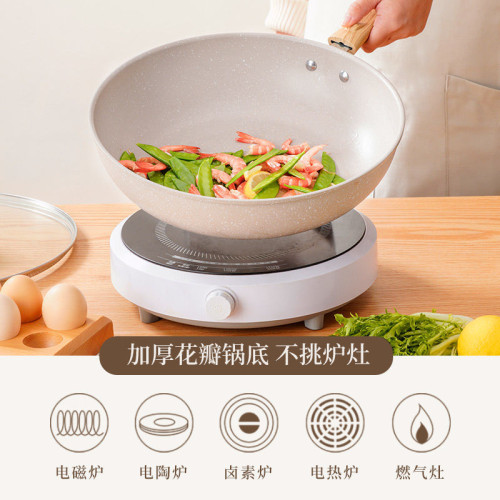 【嚴選】麥飯石紋炒鍋不沾鍋炒菜鍋平底鍋牛排煎蛋電磁爐瓦斯通用