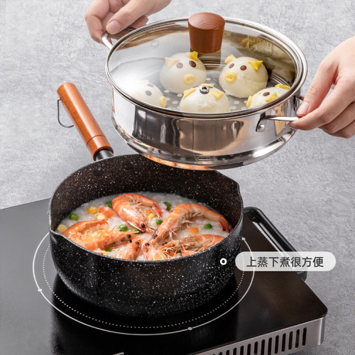 無塗層小奶鍋日式雪平鍋寶寶專用輔食鍋不鏽鋼嬰兒家用泡麵湯鍋