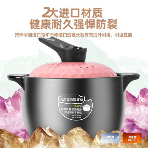 粉色蜂窩中式瓦斯燉鍋耐高溫瓦斯爐專用瓦煲湯鍋燉煲陶瓷砂鍋