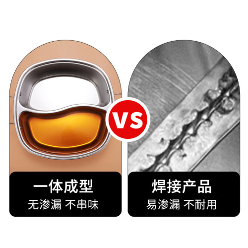 304不鏽鋼特厚方形鴛鴦鍋雙耳玻璃蓋涮湯鍋不竄味分隔一體火鍋盆