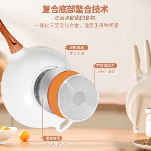 陶瓷不沾鍋家用炒菜鍋深煎鍋無油煙炒鍋電磁爐瓦斯爐通用