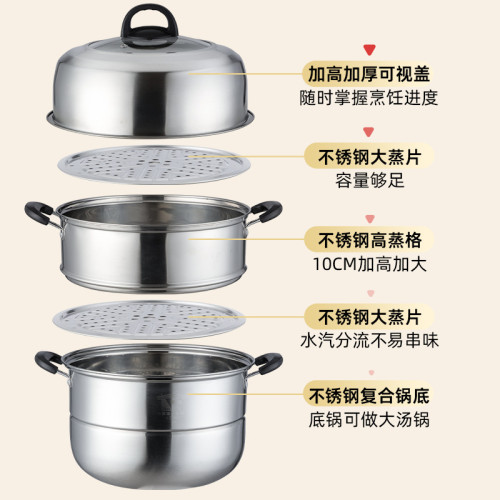 精品不鏽鋼蒸鍋多層加厚大容量蒸魚鍋蒸煮一體鍋具多功能湯鍋