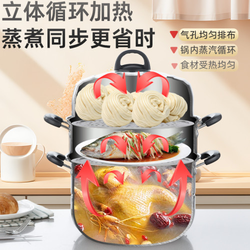 精品不鏽鋼蒸鍋多層加厚大容量蒸魚鍋蒸煮一體鍋具多功能湯鍋