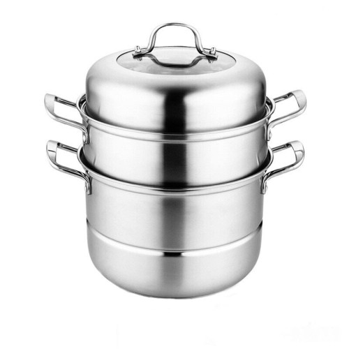 【意華廚品】家用28CM歐式湯蒸鍋加厚不鏽鋼二層雙層加厚三層蒸鍋
