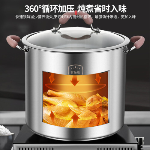 德國高湯鍋316不鏽鋼大容量家用加高加厚湯鍋蒸煮鍋雙耳燉鍋湯桶