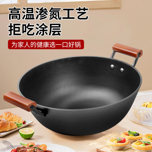 【孟垣】泊然系列老式無塗層鑄鐵燉鍋炒菜鍋蒸鍋瓦斯爐帶蓋