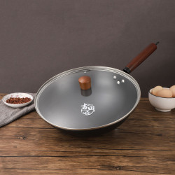 氮化熟鐵鍋老款式炒菜鍋禮品鍋具鐵鍋家用無塗層圓底炒鍋