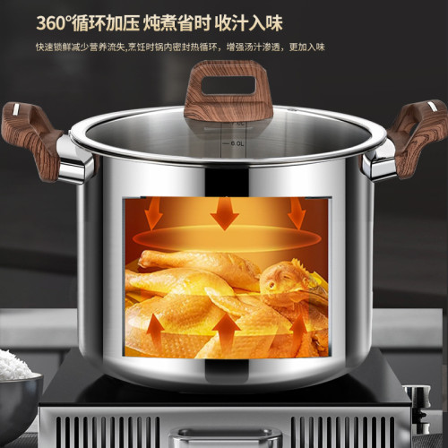 鏗鏘加高湯鍋316不鏽鋼加厚煲湯熬粥蒸煮燉鍋家用電磁爐瓦斯煮鍋