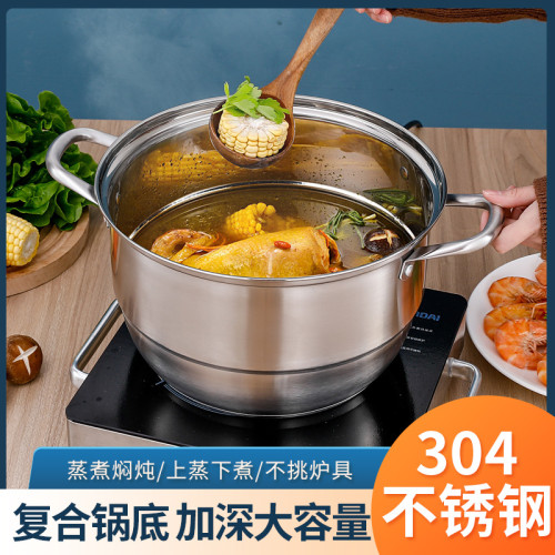 【意華廚品】304不鏽鋼加厚歐式多層蒸鍋多功能家用銀行禮品蒸鍋