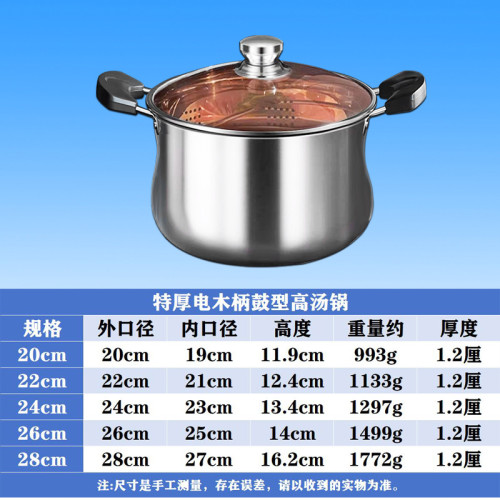 高湯鍋不鏽鋼加厚家用蒸燉肉煮粥煮麵瓦斯電磁爐適用雙耳煲蒸煮鍋