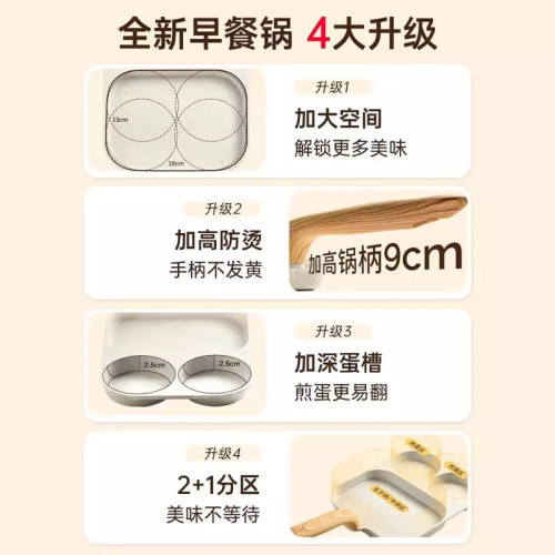 三合一早餐鍋雞蛋漢堡鍋平底鍋家用不沾鍋牛排煎鍋煎蛋神器蛋堡鍋