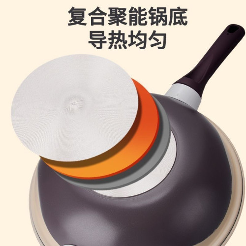 雙色鈦金不沾鍋家用炒菜鍋健康少油煙電磁爐瓦斯全灶具通用平底鍋