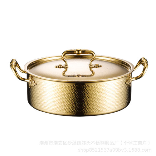 304三層鋼鎚紋火鍋椰子雞清湯鴛鴦火鍋牛肉店商用家用電磁爐刷鍋
