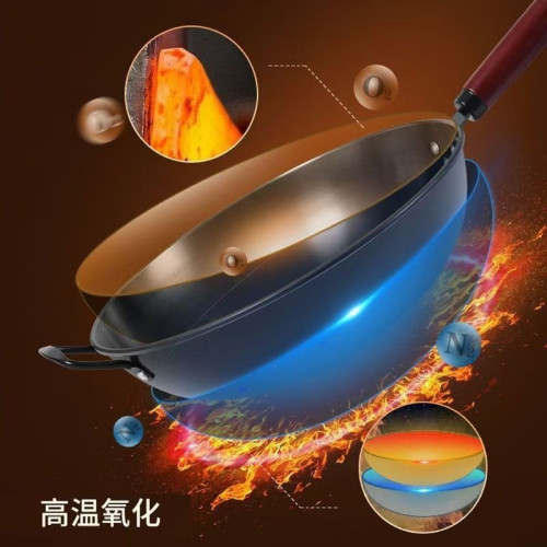 純鐵炒鍋禮品鍋加厚無塗層不易粘炒菜鍋家用瓦斯爐通用平底鐵鍋