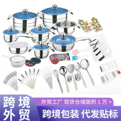不鏽鋼鍋具組合套裝複合底蒸鍋湯鍋煎鍋廚房工具盒裝禮品