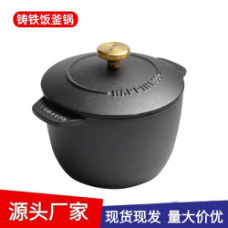 鑄鐵燜煮鍋家用多功能燉鍋無塗層迷你小飯釜煮粥湯鍋不沾鍋