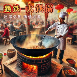 熟鐵老式無塗層大鐵鍋雙耳加厚家用鍋瓦斯爐酒蓆商用廚師中式鐵鍋