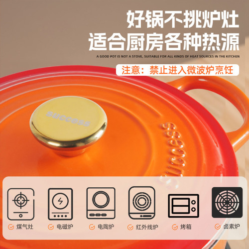 家用雙耳鍋琺瑯鍋不沾鍋燉湯鍋網紅大容量煲湯高顔值燉鍋荷蘭鍋