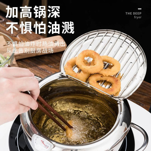 不鏽鋼日式油炸鍋天婦羅家用炸鍋可控溫省油迷你高瓦斯油炸鍋