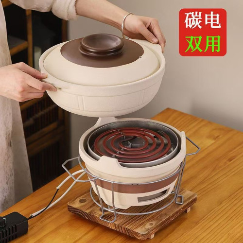 老式炭爐土火鍋電碳兩用打邊爐鍋一體砂鍋可乾燒電陶爐沙鍋堡商用