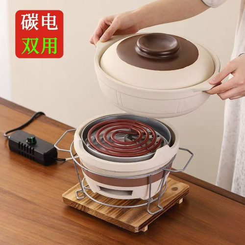 老式炭爐土火鍋電碳兩用打邊爐鍋一體砂鍋可乾燒電陶爐沙鍋堡商用
